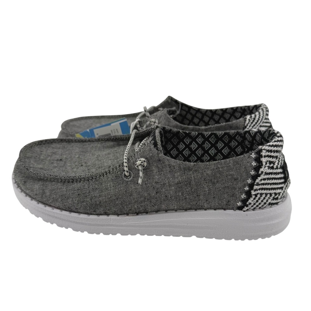 NEW Hey Dude "Wendy" Youth‎ Size 2Y-L3 Chambray Onyx Grey Slip On Loafers